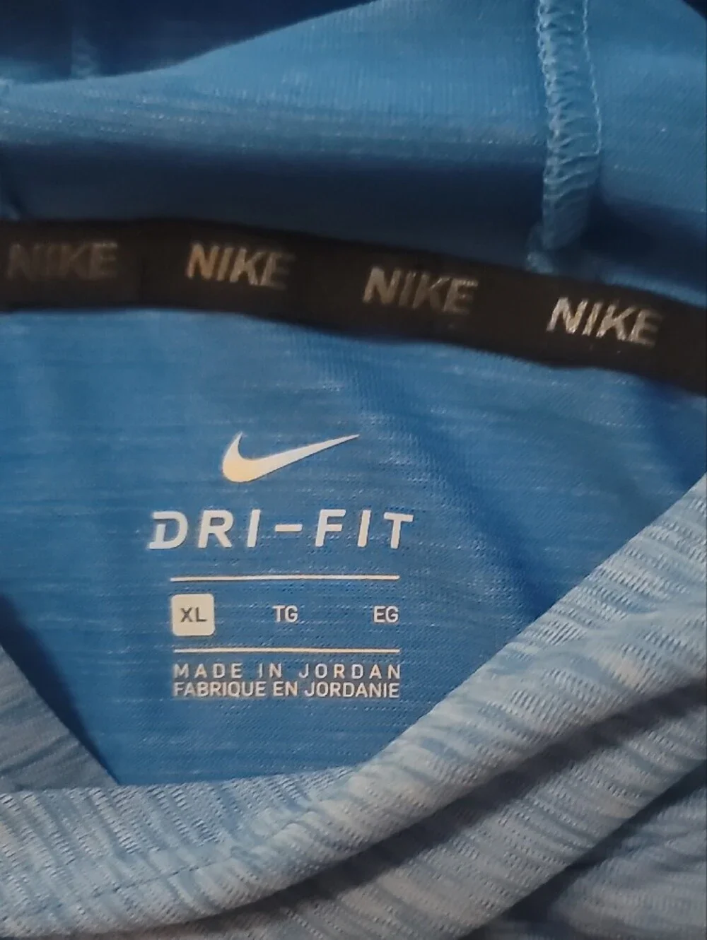 Nike Light Blue Hoodie with Dark Blue Swoosh Youth Xl Dri Fit